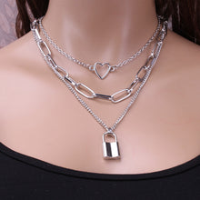 Load image into Gallery viewer, Heart and Lock Layered Necklace
