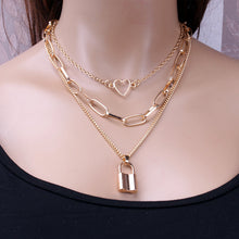 Load image into Gallery viewer, Heart and Lock Layered Necklace
