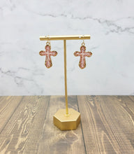 Load image into Gallery viewer, Crystal Beaded Cross Earrings