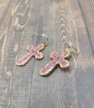 Load image into Gallery viewer, Crystal Beaded Cross Earrings