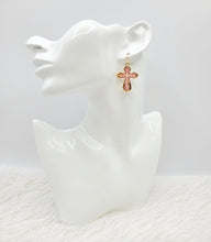 Load image into Gallery viewer, Crystal Beaded Cross Earrings