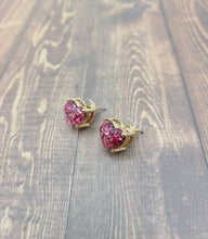 Load image into Gallery viewer, Glitter Heart Stud Earrings