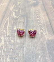 Load image into Gallery viewer, Glitter Heart Stud Earrings
