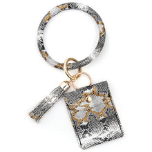 Load image into Gallery viewer, Snake Skin Key Ring Tassel Card Holder Wallet