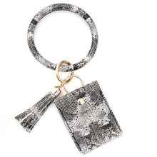 Load image into Gallery viewer, Snake Skin Key Ring Tassel Card Holder Wallet