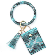 Load image into Gallery viewer, Snake Skin Key Ring Tassel Card Holder Wallet