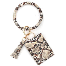 Load image into Gallery viewer, Snake Skin Key Ring Tassel Card Holder Wallet
