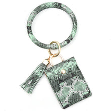Load image into Gallery viewer, Snake Skin Key Ring Tassel Card Holder Wallet