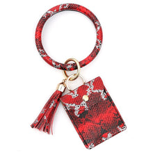 Load image into Gallery viewer, Snake Skin Key Ring Tassel Card Holder Wallet