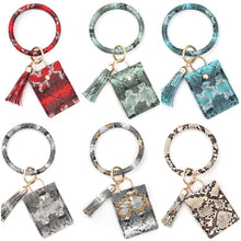Load image into Gallery viewer, Snake Skin Key Ring Tassel Card Holder Wallet