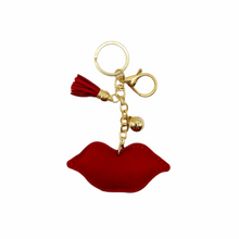Load image into Gallery viewer, Red Lips Plush Rhinestone Keychain