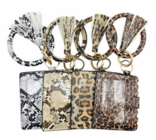 Load image into Gallery viewer, Animal Print Key Ring Tassel Bangle Wallet