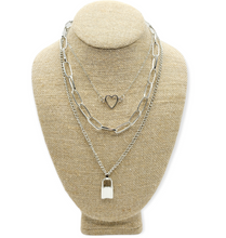 Load image into Gallery viewer, Heart and Lock Layered Necklace