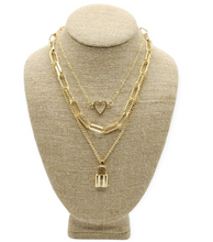 Load image into Gallery viewer, Heart and Lock Layered Necklace