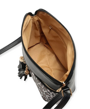 Load image into Gallery viewer, Crossbody Shoulder Black/Leopard Double Tassel Bag