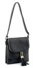 Load image into Gallery viewer, Foldover Vegan Leather Crossbody with Tassel