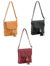 Load image into Gallery viewer, Foldover Vegan Leather Crossbody with Tassel
