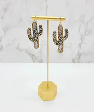 Load image into Gallery viewer, Cheetah Print Cactus Earrings
