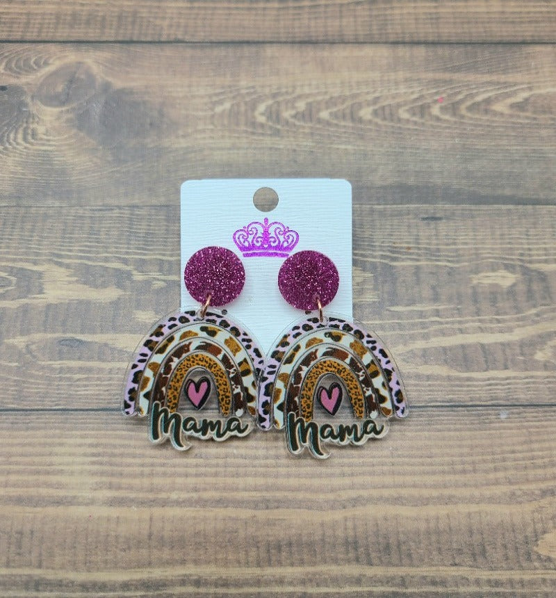 Mama Leopard Rainbow Earrings