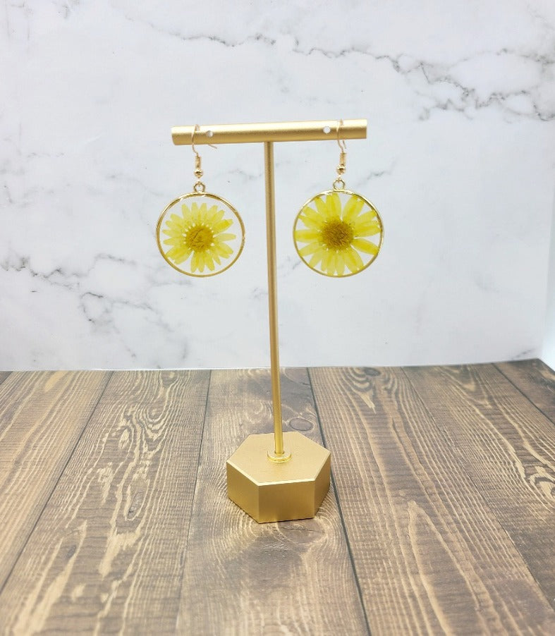 Pressed Yellow Flower Earrings