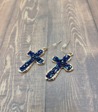 Load image into Gallery viewer, Crystal Beaded Cross Earrings
