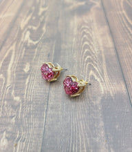 Load image into Gallery viewer, Glitter Heart Stud Earrings
