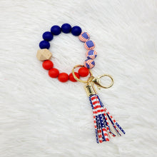 Load image into Gallery viewer, American Flag Silicone Bracelet Keychain
