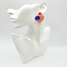 Load image into Gallery viewer, Patriotic Heart Dangle Earrings
