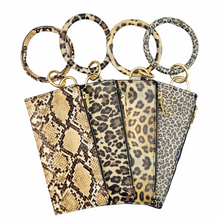 Load image into Gallery viewer, Animal Print Key Ring Bangle Clutch Wristlet
