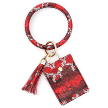 Load image into Gallery viewer, Snake Skin Key Ring Tassel Card Holder Wallet
