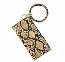 Load image into Gallery viewer, Animal Print Key Ring Bangle Clutch Wristlet
