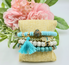 Load image into Gallery viewer, Hamsa Boho Layered Beaded Bracelet Set
