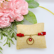 Load image into Gallery viewer, Red Evil Eye Beaded Charm Bracelet
