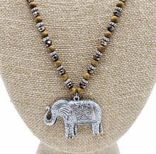 Load image into Gallery viewer, Rustic Elephant Pendant Beaded Necklace
