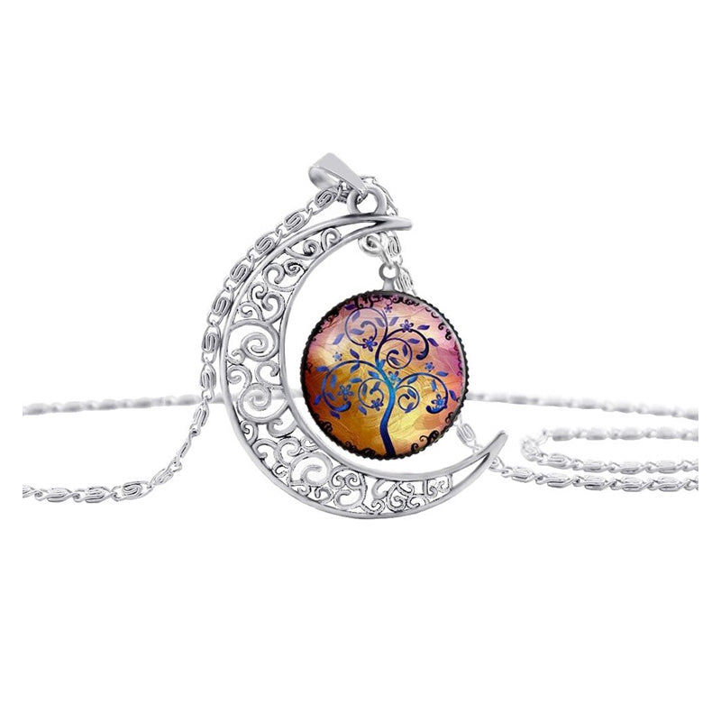 Moon and Tree of Life Pendant Necklace