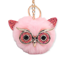 Load image into Gallery viewer, Owl Pom Pom Keychain
