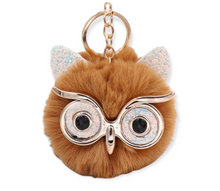Load image into Gallery viewer, Owl Pom Pom Keychain
