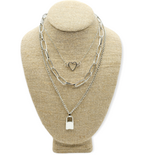 Load image into Gallery viewer, Heart and Lock Layered Necklace
