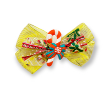 Load image into Gallery viewer, Gold Metallic Christmas Hair Bow

