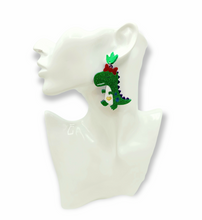 Load image into Gallery viewer, Glitter Dinosaur Earrings
