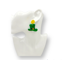 Load image into Gallery viewer, St. Patrick&#39;s Day Leprechaun Hat Earrings
