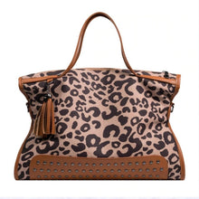 Load image into Gallery viewer, Leopard Print Studded Tote Bag

